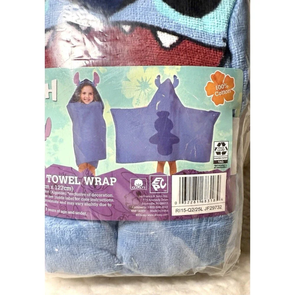 Disney Stitch Kids' Hooded Cotton Bath Towel 24